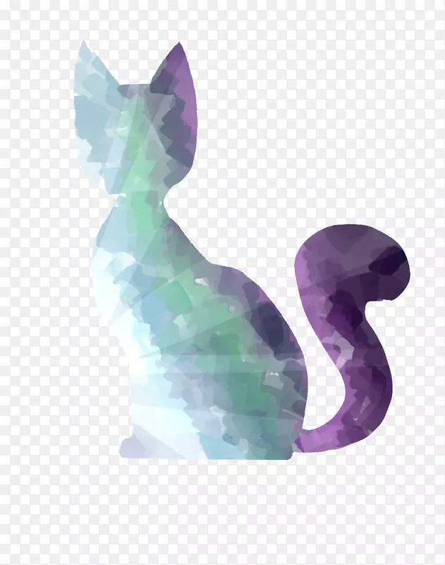 猫紫丁香食肉水彩染色