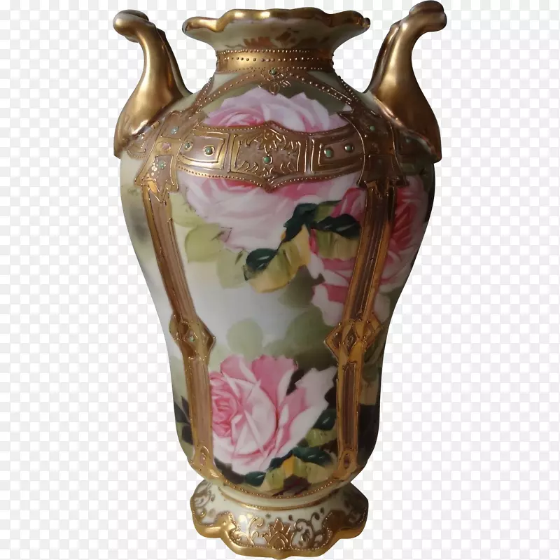 陶瓷花瓶瓷罐金玫瑰