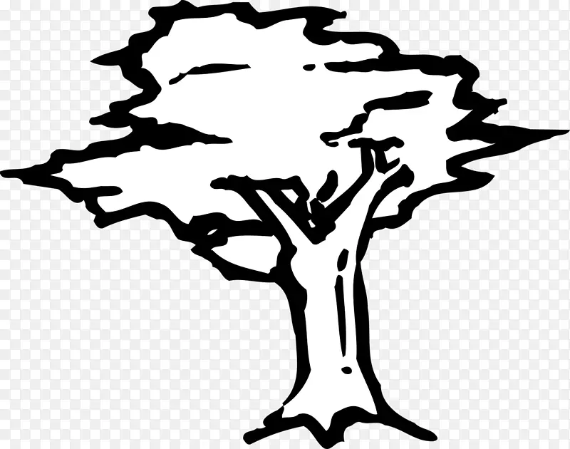 绘画树木剪贴画-树轮廓