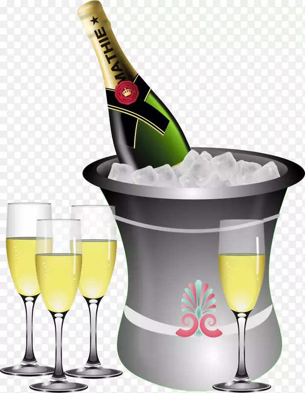 新年夜香槟剪贴画-干杯