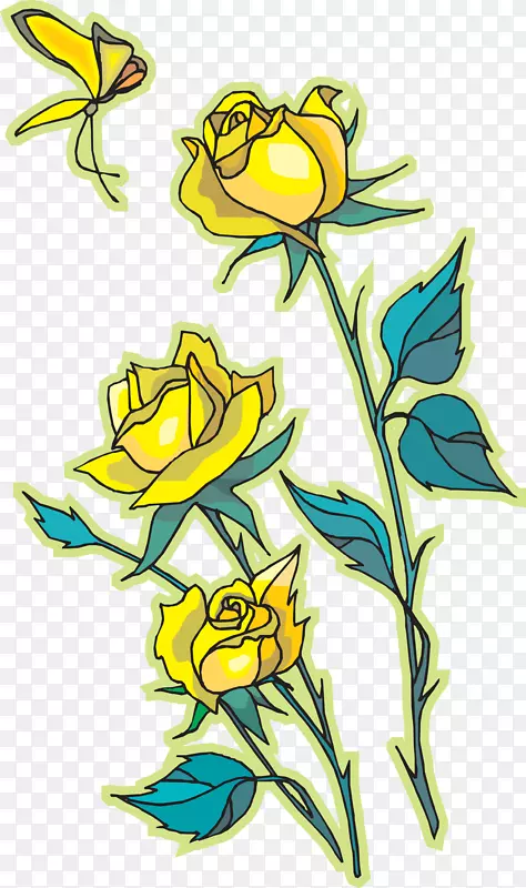 玫瑰黄色剪贴画-玫瑰纹身