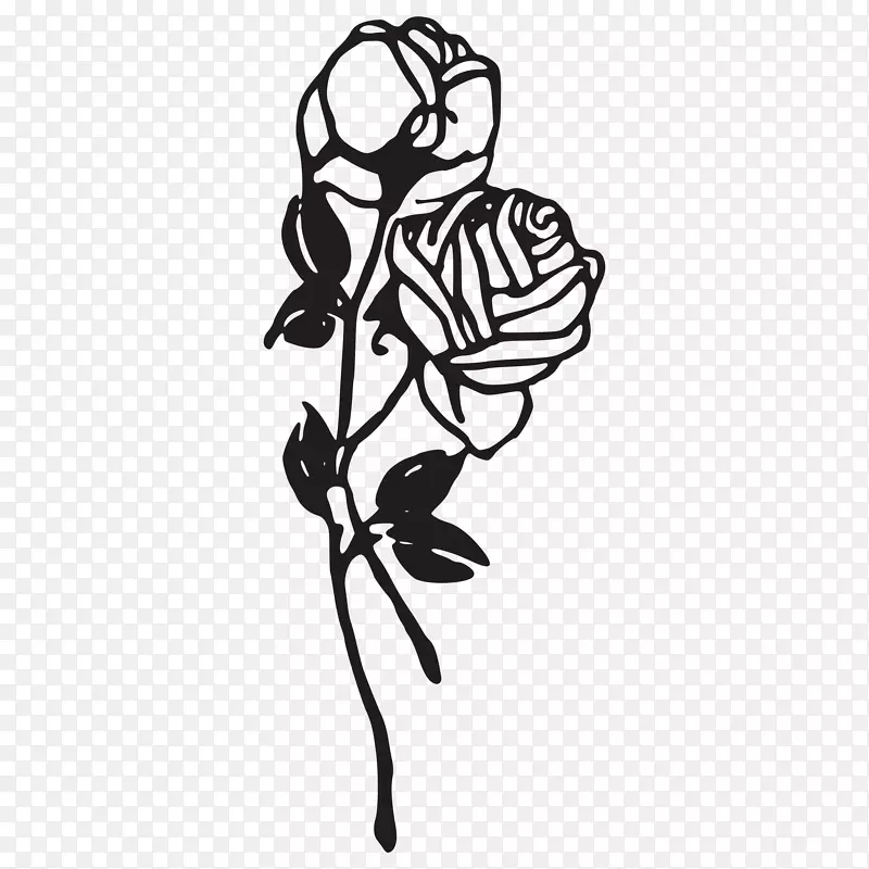 黑色玫瑰画夹艺术-玫瑰纹身