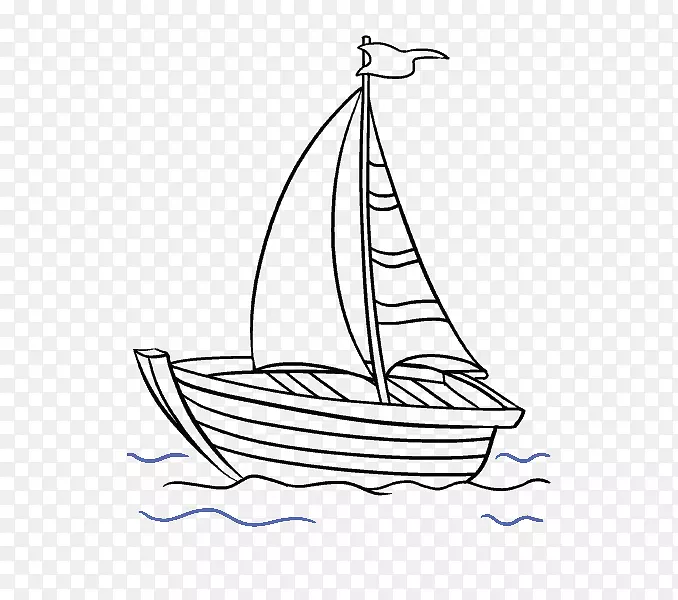 画帆船线艺术帆船.船舶和游艇