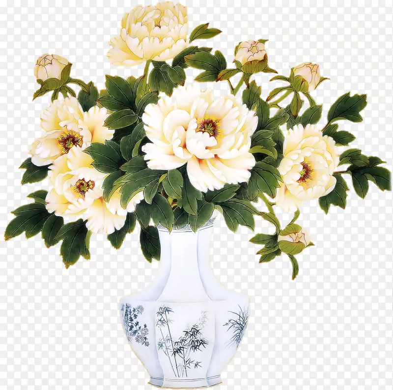 花束花瓶夹艺术-牡丹
