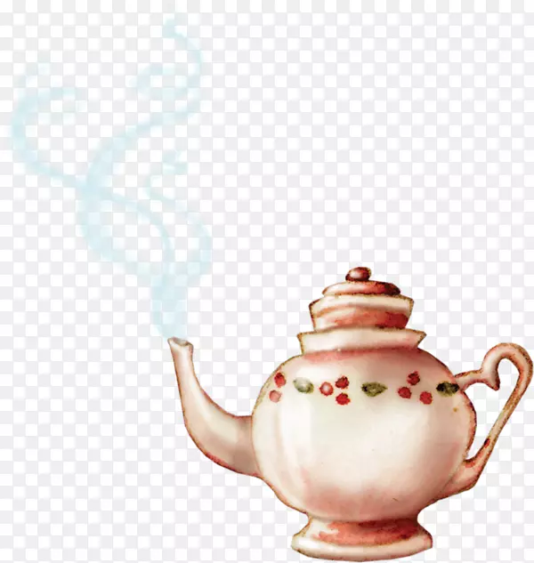 茶壶水彩画剪贴画茶点时间