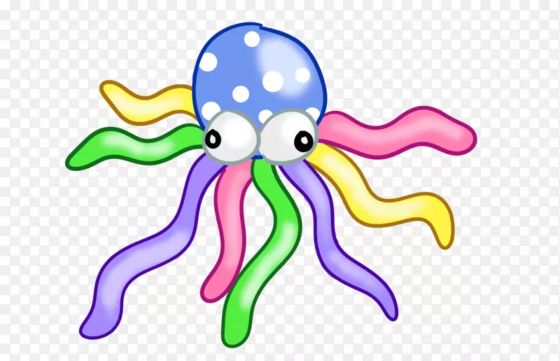 章鱼头足动物卡通无脊椎动物剪贴画-鱿鱼