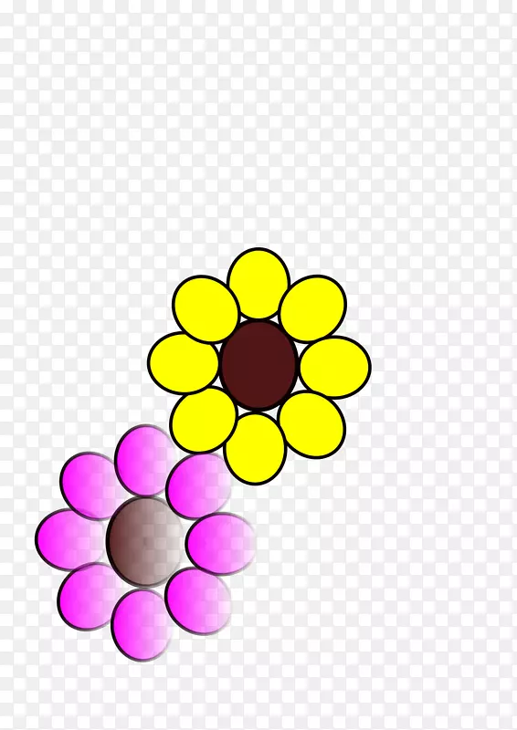 黄色花卉设计剪贴画.紫色花