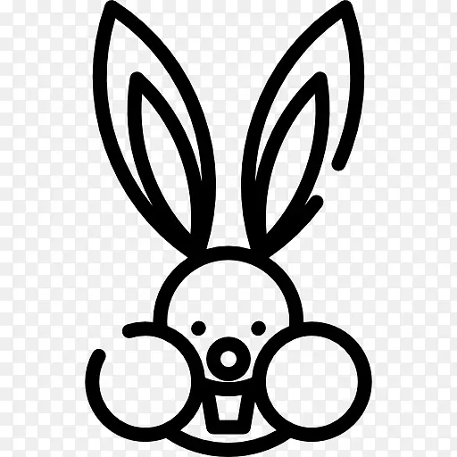 兔线艺术单色剪贴画-复活节兔子