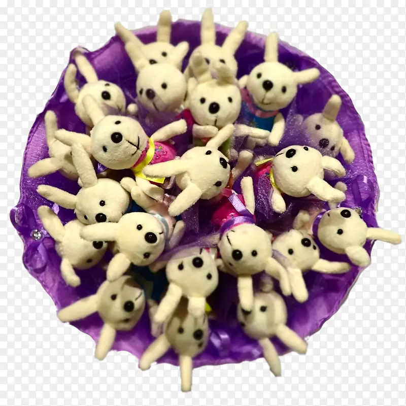 紫紫色毛绒动物玩具和可爱的玩具毛绒