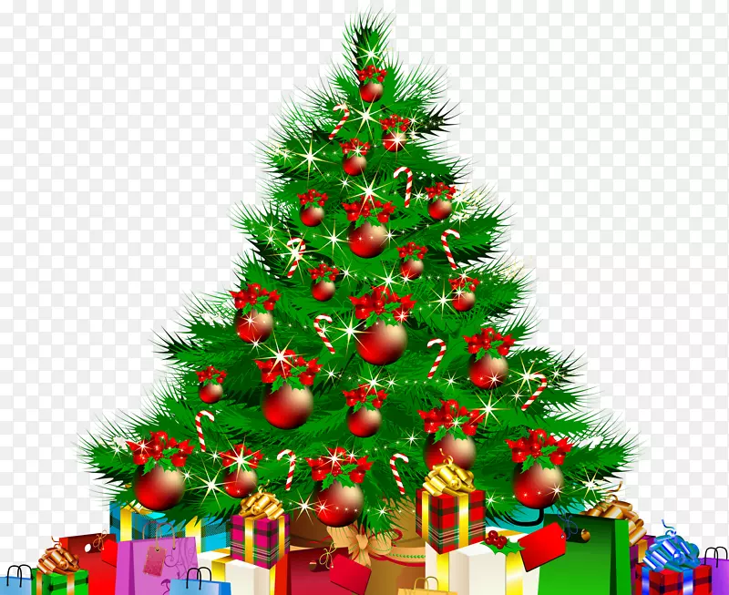 圣诞树圣诞老人剪贴画-圣诞树