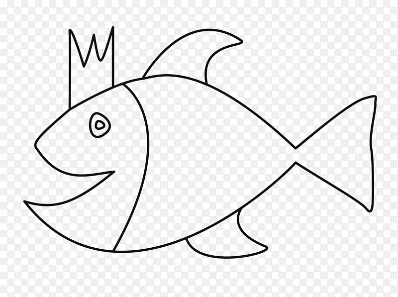 绘制着色书动物鱼线艺术.菲什