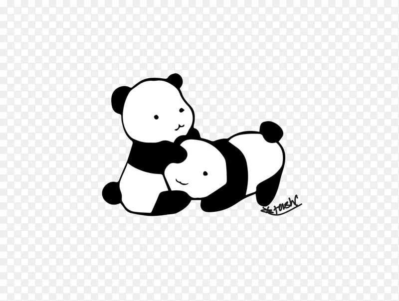 大熊猫熊可爱的绘画剪贴画-熊猫