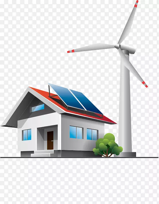 太阳能、风能、太阳能电池板、风力涡轮机-节电
