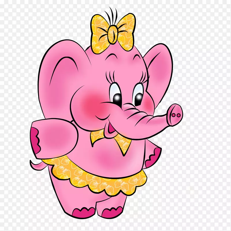 观赏粉红大象-免费剪贴画-大象