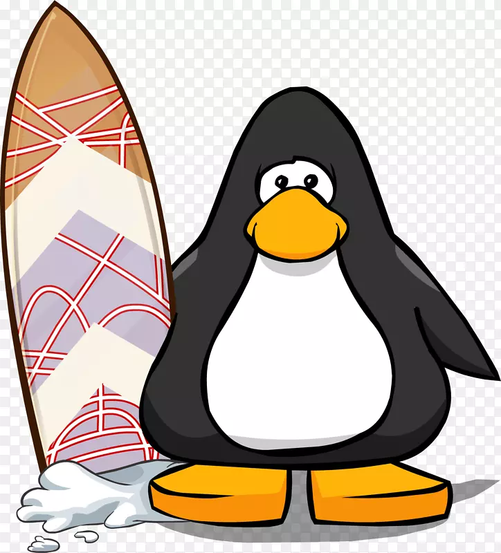 企鹅俱乐部圣诞老人帽夹艺术-冲浪板