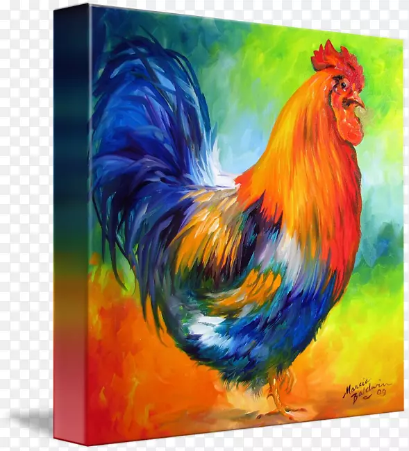 艺术油画公鸡意象公鸡
