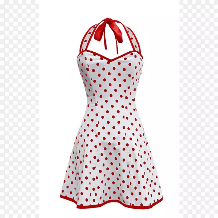 连衣裙圆点白红色紧身胸衣