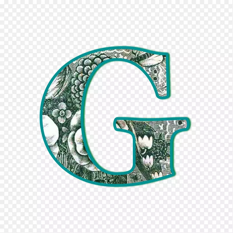青绿色酒体珠宝符号.字母g