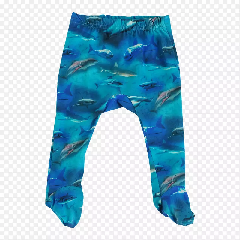 裤子，脚裤，电动蓝色氨纶-幼鲨