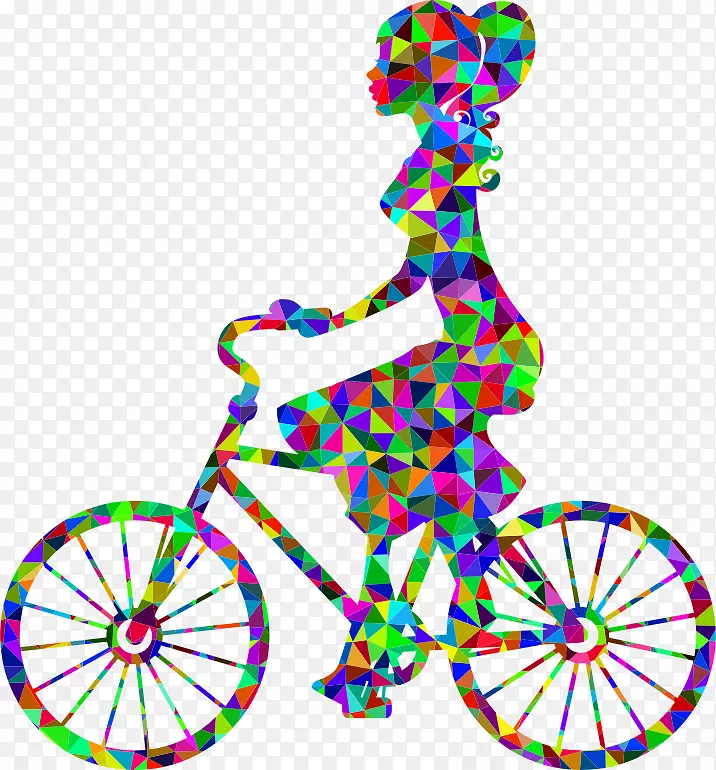 自行车骑行女子剪贴画-自行车