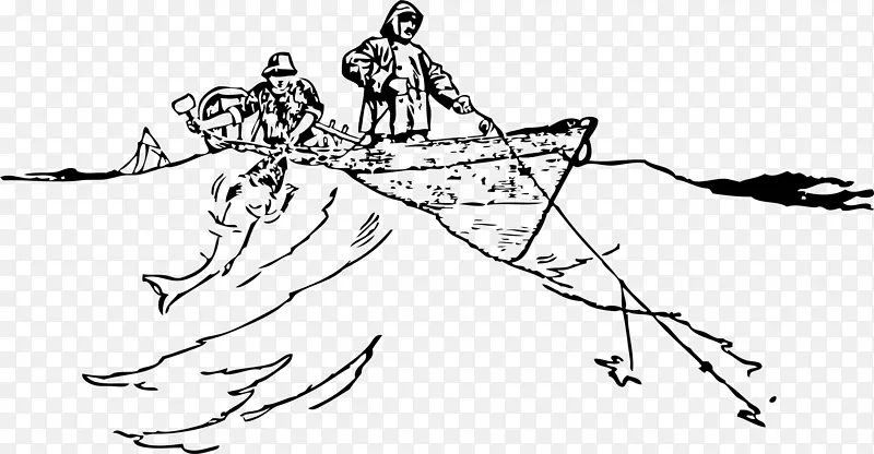 渔船拖网夹艺术.钓竿