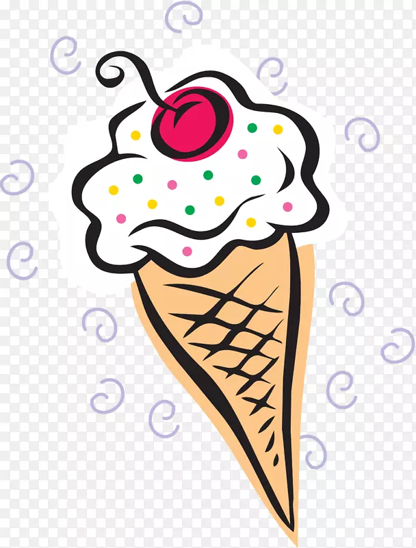 冰淇淋圆锥形食品夹艺术华夫饼