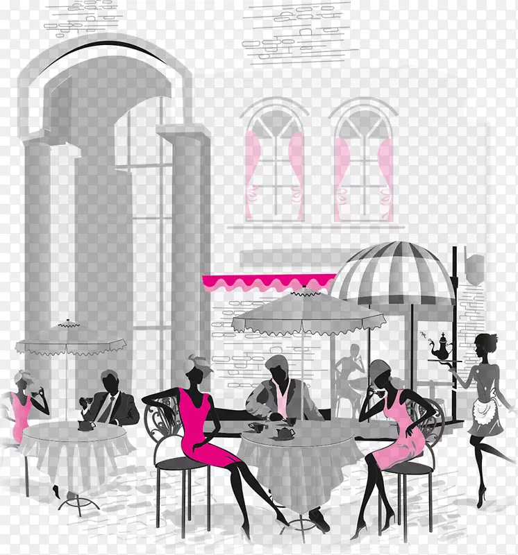 咖啡厅咖啡素描-巴黎