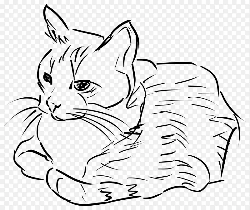 猫画线艺术剪贴画素描