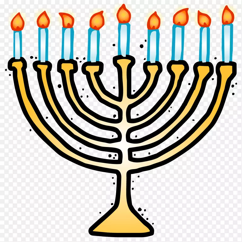 光明节烛台线条剪贴画-犹太节日