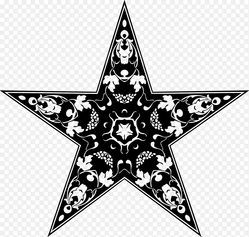 明星对称装饰剪贴画-红星