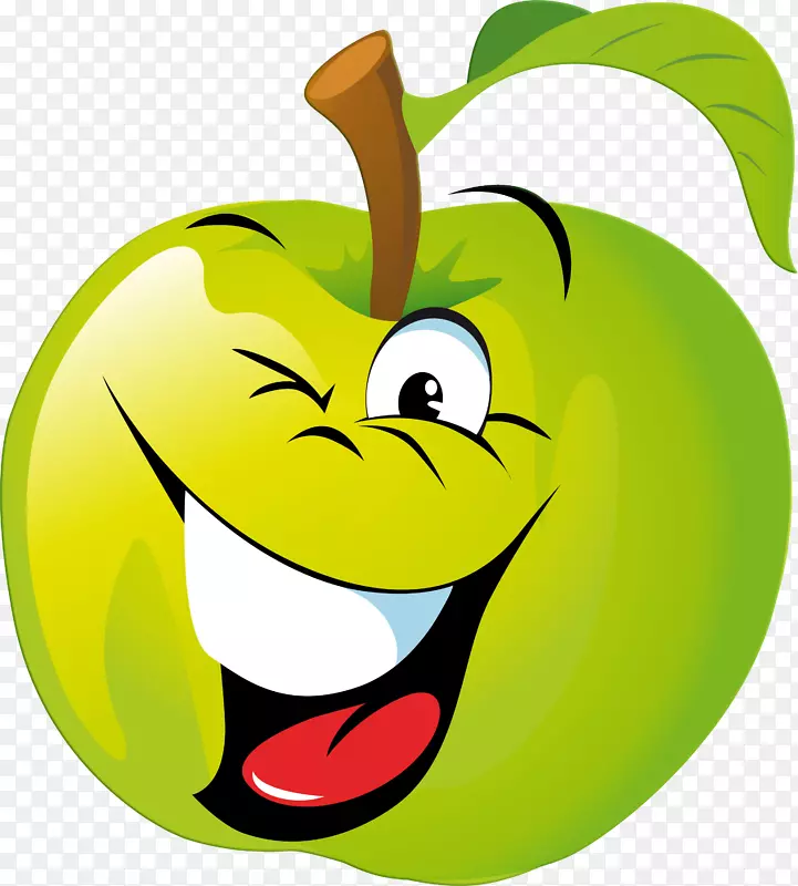 水果笑脸剪贴画-绿苹果