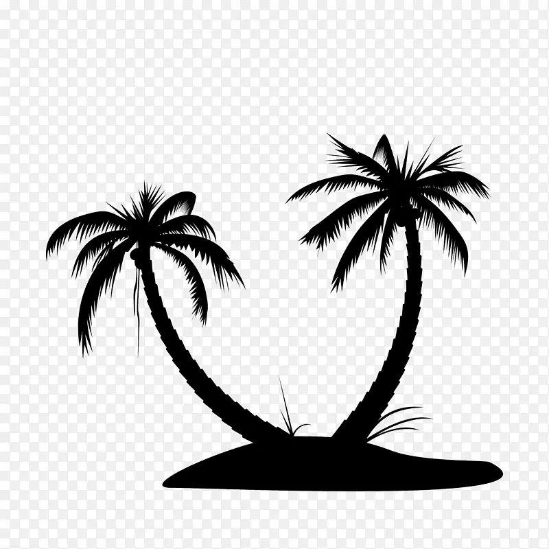 棕榈岛剪影剪贴画-棕榈