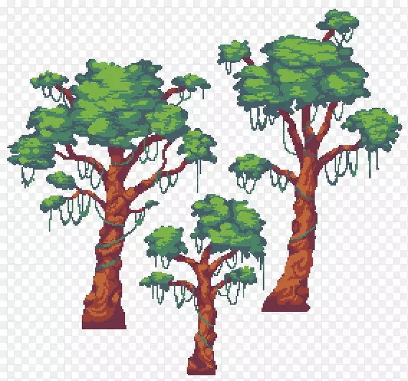 林木木本植物枝条象素艺术-丛林