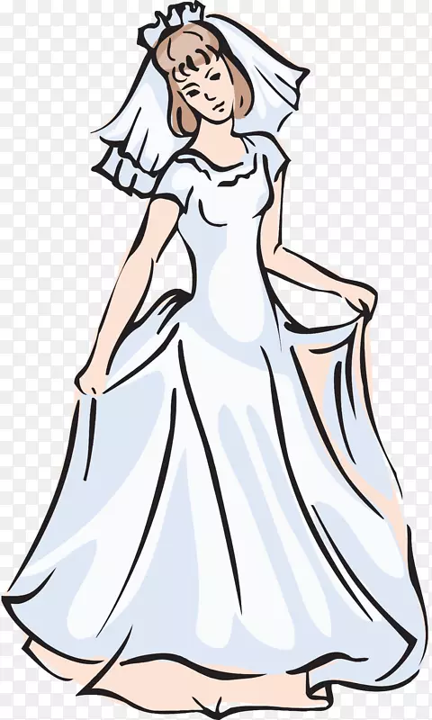 礼服服装婚礼新娘剪贴画-新娘礼服
