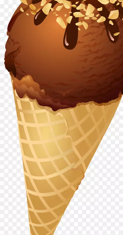巧克力冰淇淋圆锥形冷冻甜点-冰淇淋