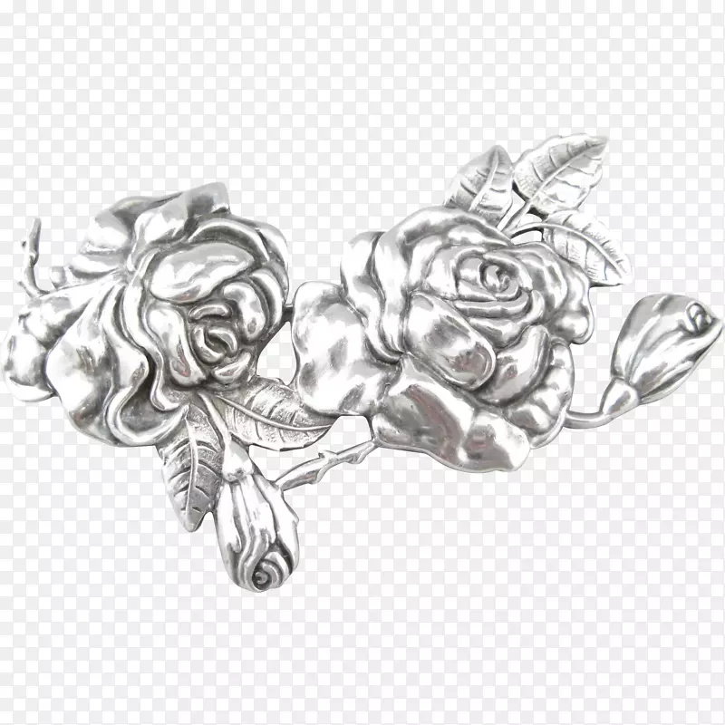 纯银玫瑰珠宝胸针玫瑰纹身