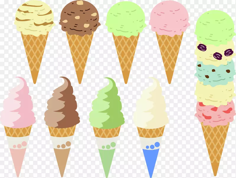 冰淇淋锥，甜甜圈，冷冻甜点.冰淇淋筒