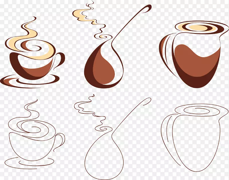 咖啡杯咖啡拿铁茶咖啡绘画