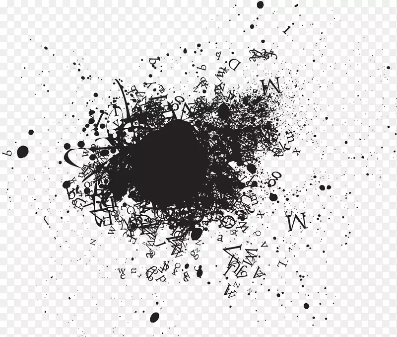 桌面壁纸水彩画黑白色爆炸