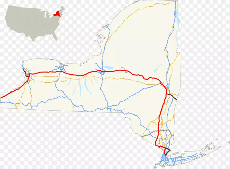 纽约市纽约州高速公路收费公路90号州际公路系统-路线图
