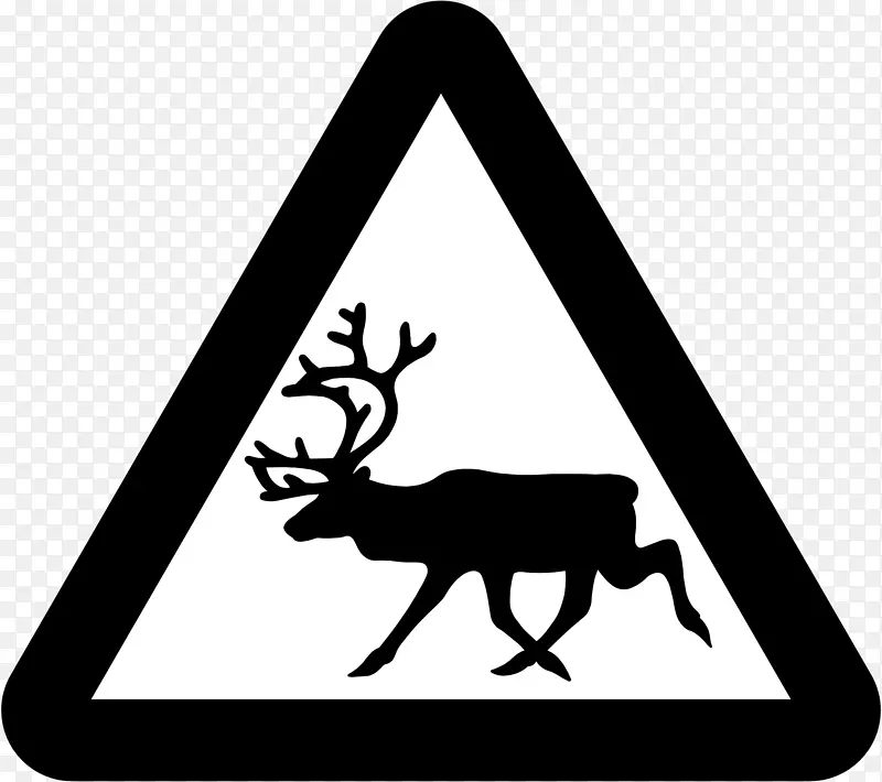 驯鹿交通标志警告标志剪辑艺术驯鹿