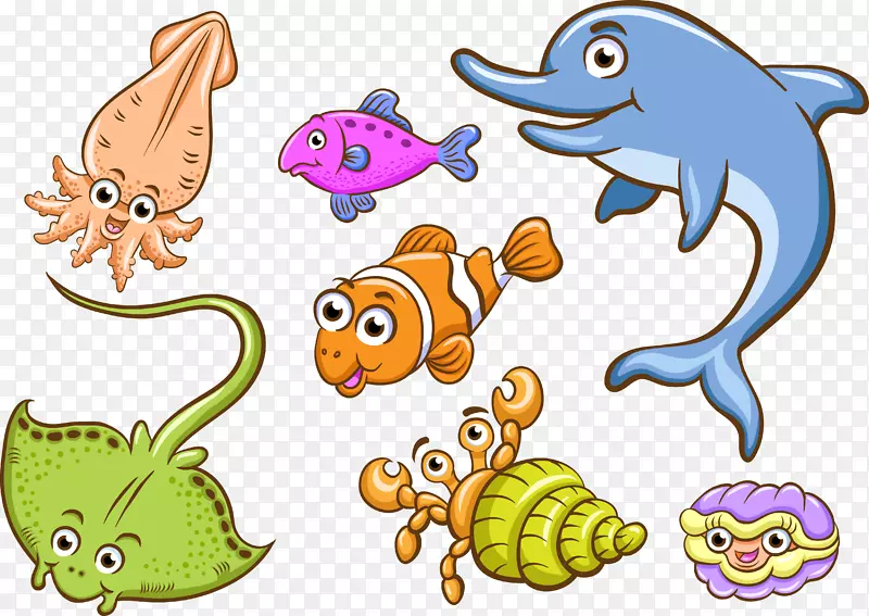 鱼类水生动物绘图-螃蟹