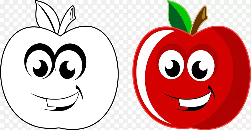 绘制苹果卡通剪贴画-苹果水果