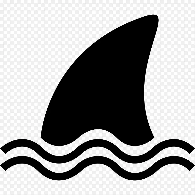 华盛顿特区的鲨鱼鳍。黑白剪贴画-鲸鱼