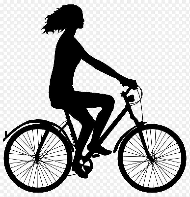 自行车骑行女子剪贴画-自行车