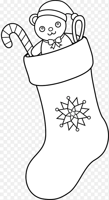 圣诞长统袜黑白糖果手夹艺术袜子