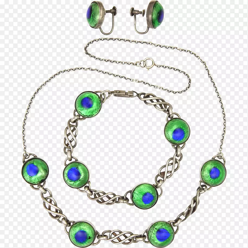 珠宝，绿松石手镯项链，宝石-孔雀