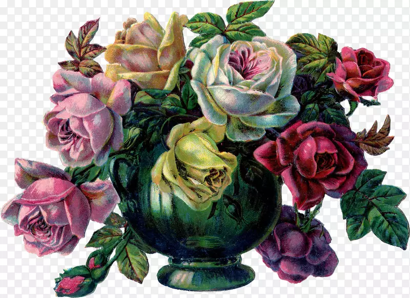 花瓶在碗里画玫瑰-花瓶