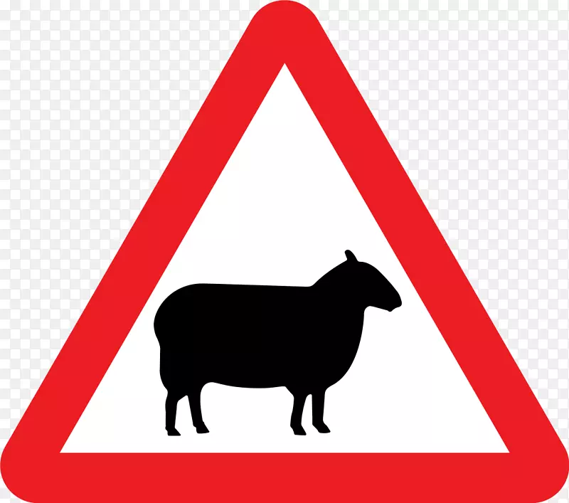 牛交通标志道路警告标志羊-交通标志