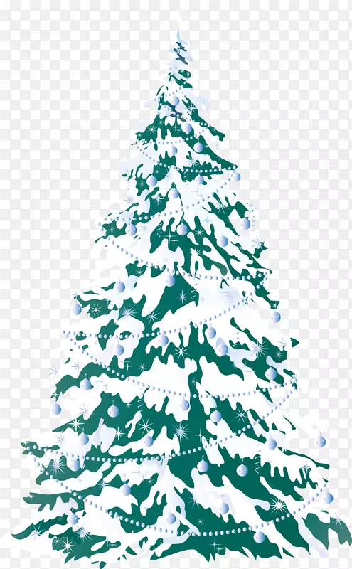 雪人雪花剪贴画-圣诞树